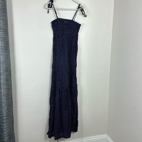 French Connection Blue Ditsy Leaf Nocturnal Maxi Swim Coverup Beach Dress XS - Picture 3 of 9